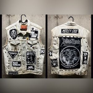 Custom 80’s style punk rock battle vest! Punk vest! Judas Priest, Scorpions.